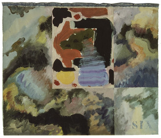 séries HOMMAGE À MES ÉLÈVES - petites peintures d'élèves récupérées à la corbeilleet marouflées sur la toile - acrylique et encres, crayons de couleurs - 50 x 65 - 9  82