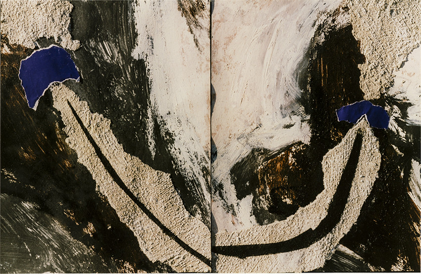 PALIMPSESTEacrylique, marbre, terrecraie à l'huile, papier réemploi32 x 25 deux fois10  97