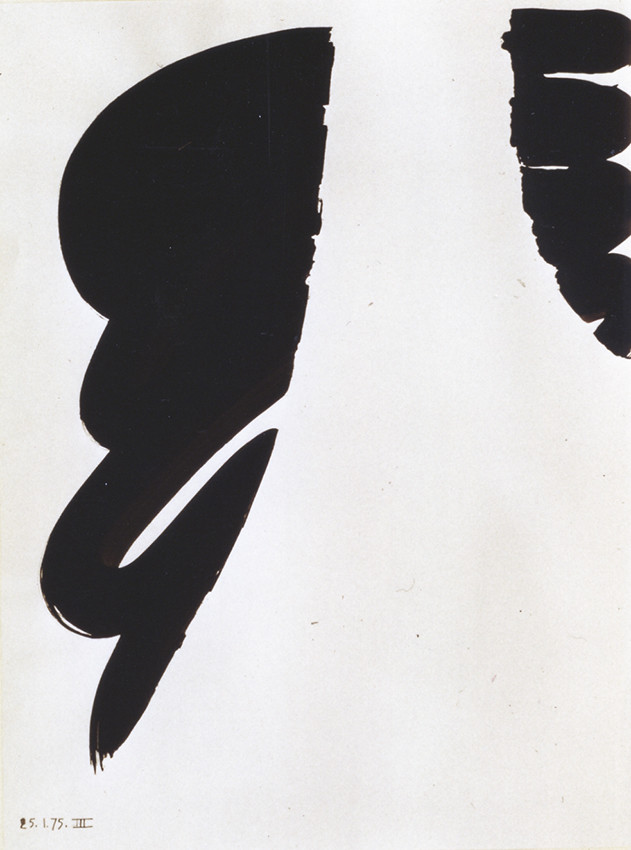 série ENCRE NOIRE ET VARIATION DE 2 POCHOIRS - 1 75 - 3                        papier 65 x 50