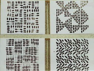 Légende :	dessins préparatoires aux CARRÉS DU DÉSIRDescription :dessins préparatoires aux CARRÉS DU DÉSIR - encres et pinceau chinois - 4 fois 50 x 65ensemble 1 à 4 - 80