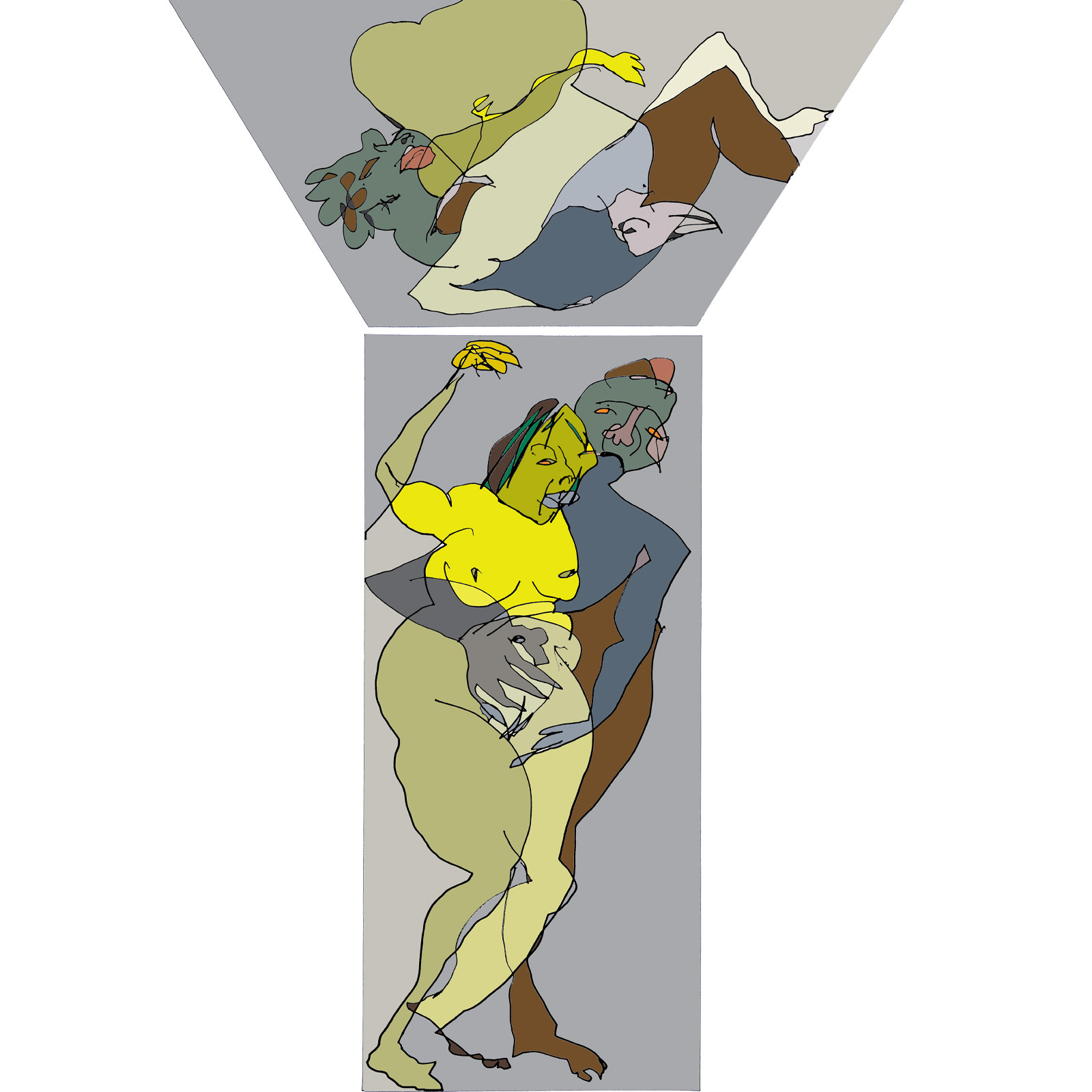 Dessins en aveugle à partir des photos des couples.Réalisation sur palette graphique Impression jets d'encresFormat A 2   12 - 2022