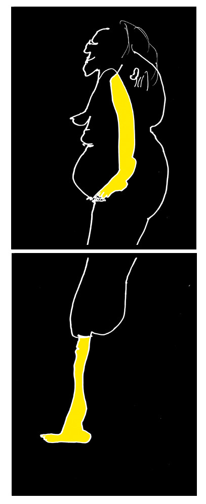 MA  DE  3DESSIN EN AVEUGLE, les yeux bandés, par touché du corps. Dessins repris scannés et travaillés sur palette graphique. Chaque image, au format 30 x 40, est imprimée par jet d'encres aux pigments.Les initiales désignent en premier celui qui dessine, en second, celui qui est dessiné80 X 30   octobre 2010