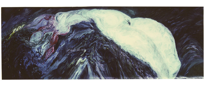 ET SI JE VOUS DISAIS EROS ?acrylique sur toile   150 x 420 - 9  84Eros est toujours plus loin que la main