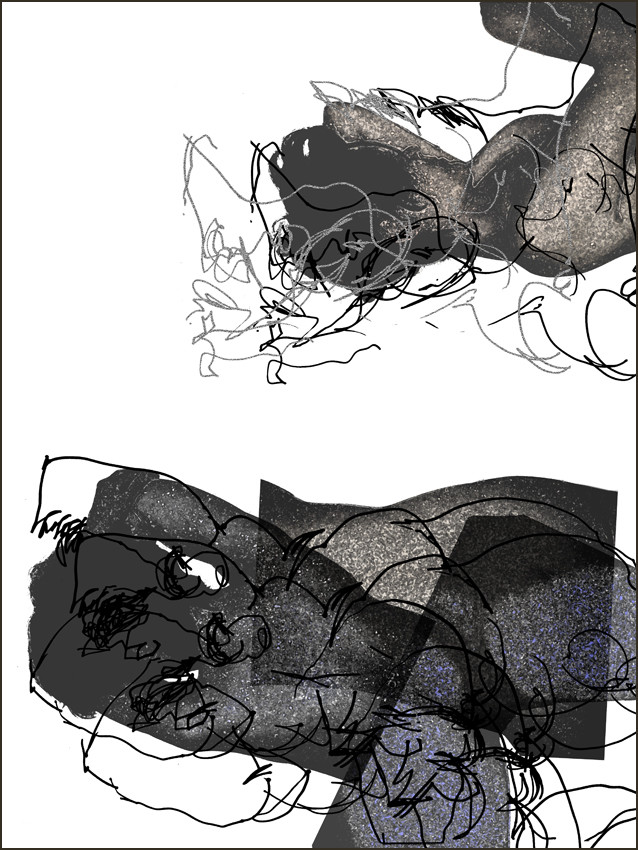 CL  HE   GAUCHEDessins en aveugle, et photos en aveugleMontages sur palette graphique3 FOIS 40 X 30mai 2011