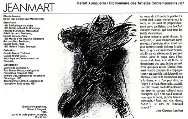 DICTIONNAIRE DES ARTISTES CONTEMPORAINSGERARD XURIGUERRA   Rubrique Dessin 1987