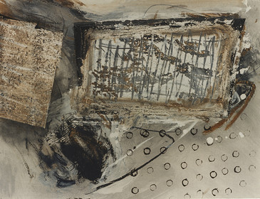 BATAILLE acrylique, terre, lavis, pigments, fusain,brou, marbre, papier50 x 6526  4  97