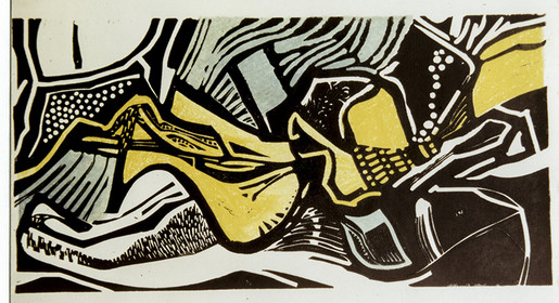 TROGNONS DE POMME - linogravure - 40 x 65 - 5 65